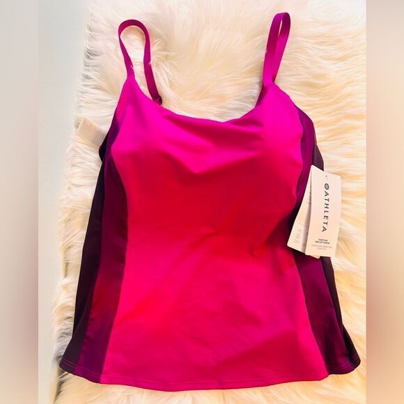 NWT Athleta Coastline Bra Cup 34 B/C Pink/Magenta/Maroon Tankini Swim Top! ❤️ - Picture 3 of 5